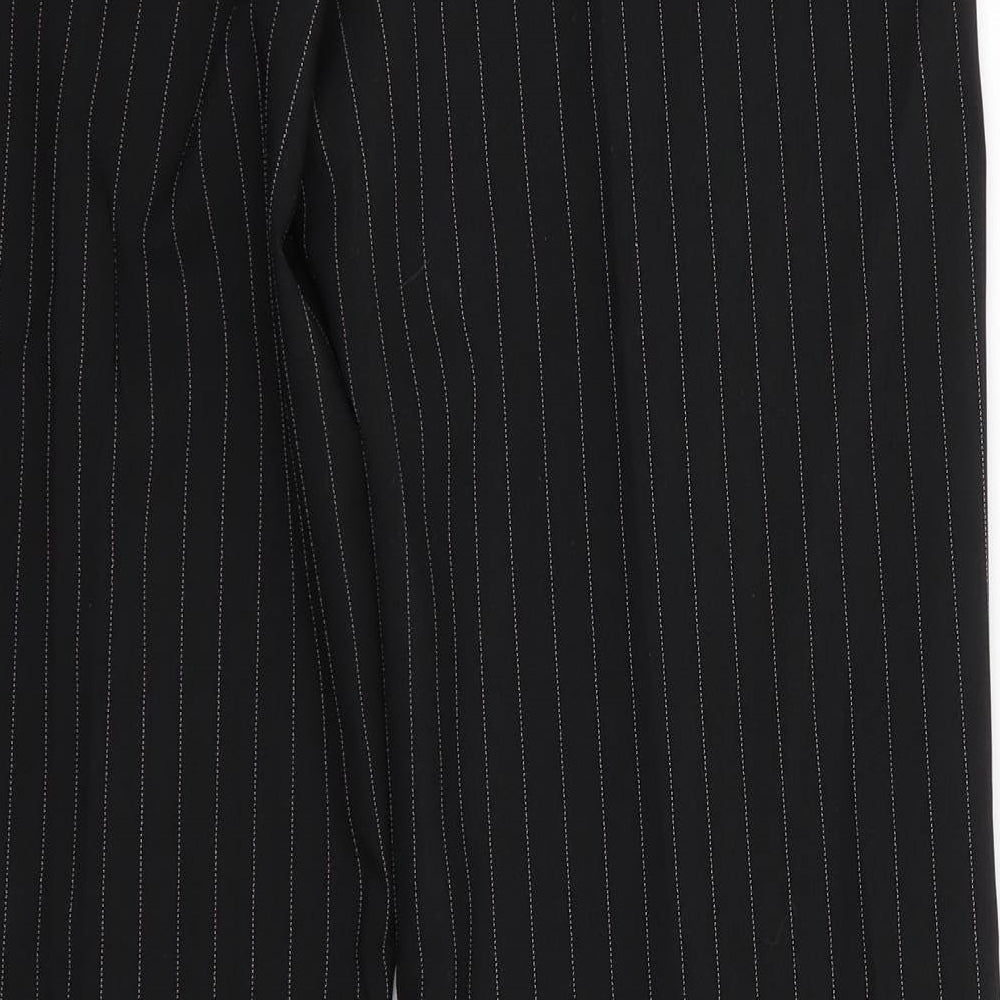 Dorothy Perkins Womens Black Striped Polyester Trousers  Size 14 L30.5 in Regular  - White Stripe Turn Ups