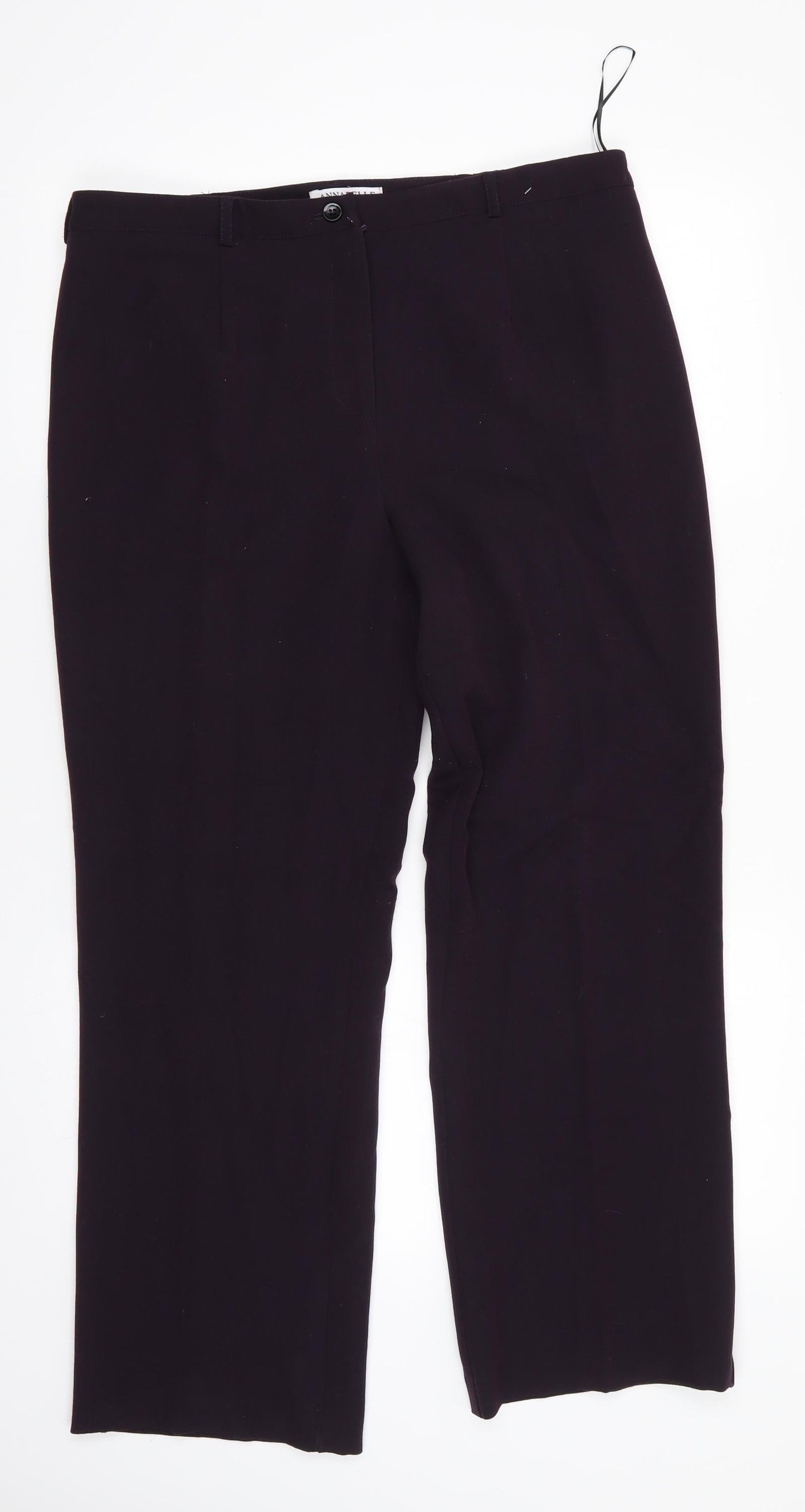 Annabelle Womens Purple  Polyester Trousers  Size 14 L28 in Regular  - Dark Purple Side Elastication