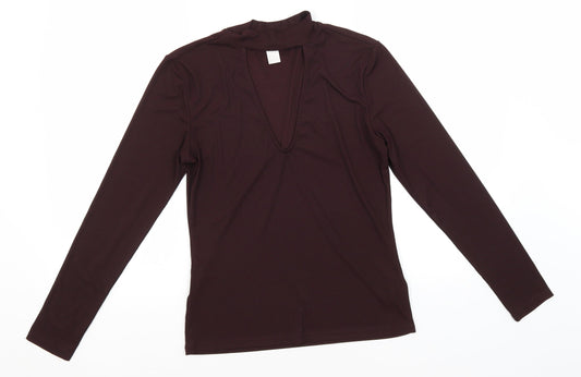 H&M Womens Black  Polyester Basic Blouse Size M High Neck