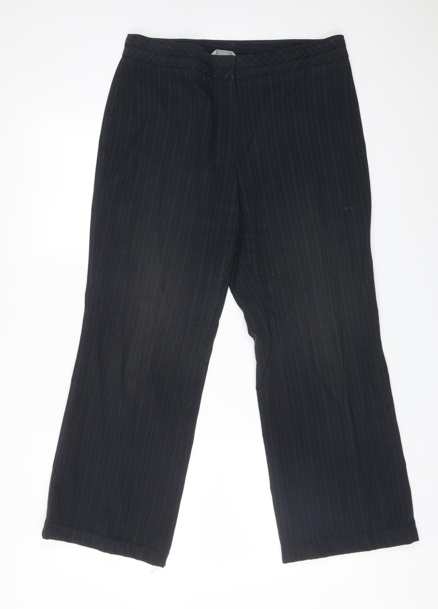 M&S Womens Multicoloured Striped Polyester Trousers  Size 14 L27 in Regular