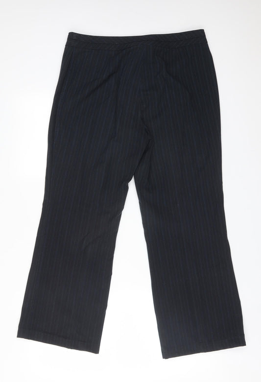 M&S Womens Multicoloured Striped Polyester Trousers  Size 14 L27 in Regular