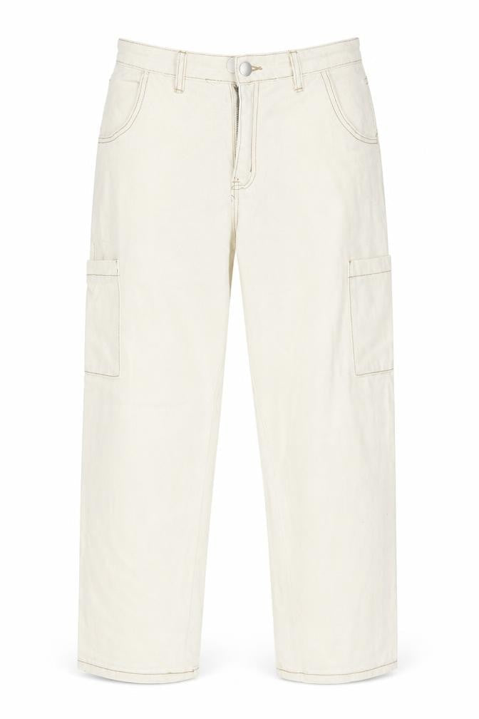 Boohoo Womens Ivory  Cotton Straight Jeans Size 12 L25 in Regular