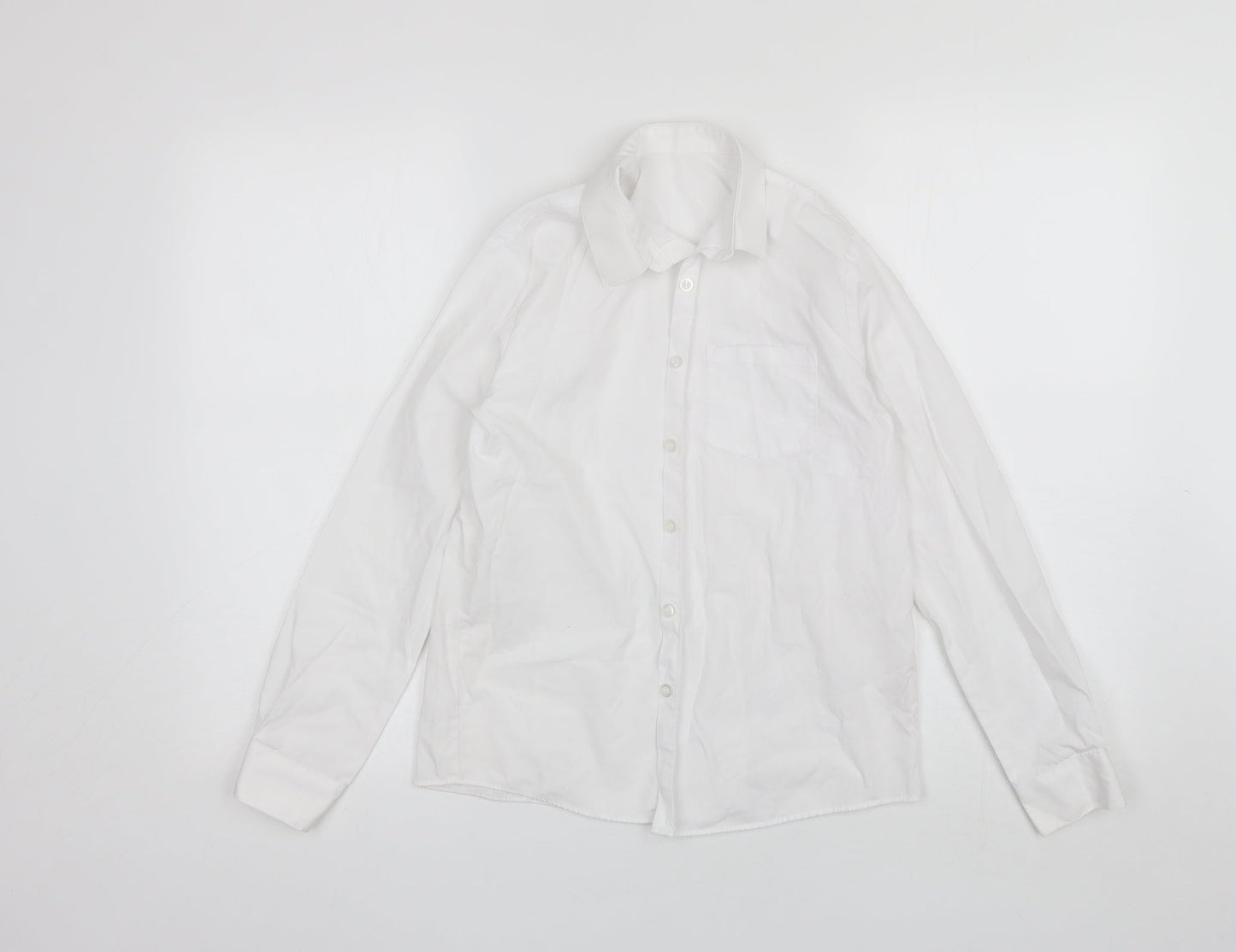 George Girls White  Polyester Basic Button-Up Size 11-12 Years Collared