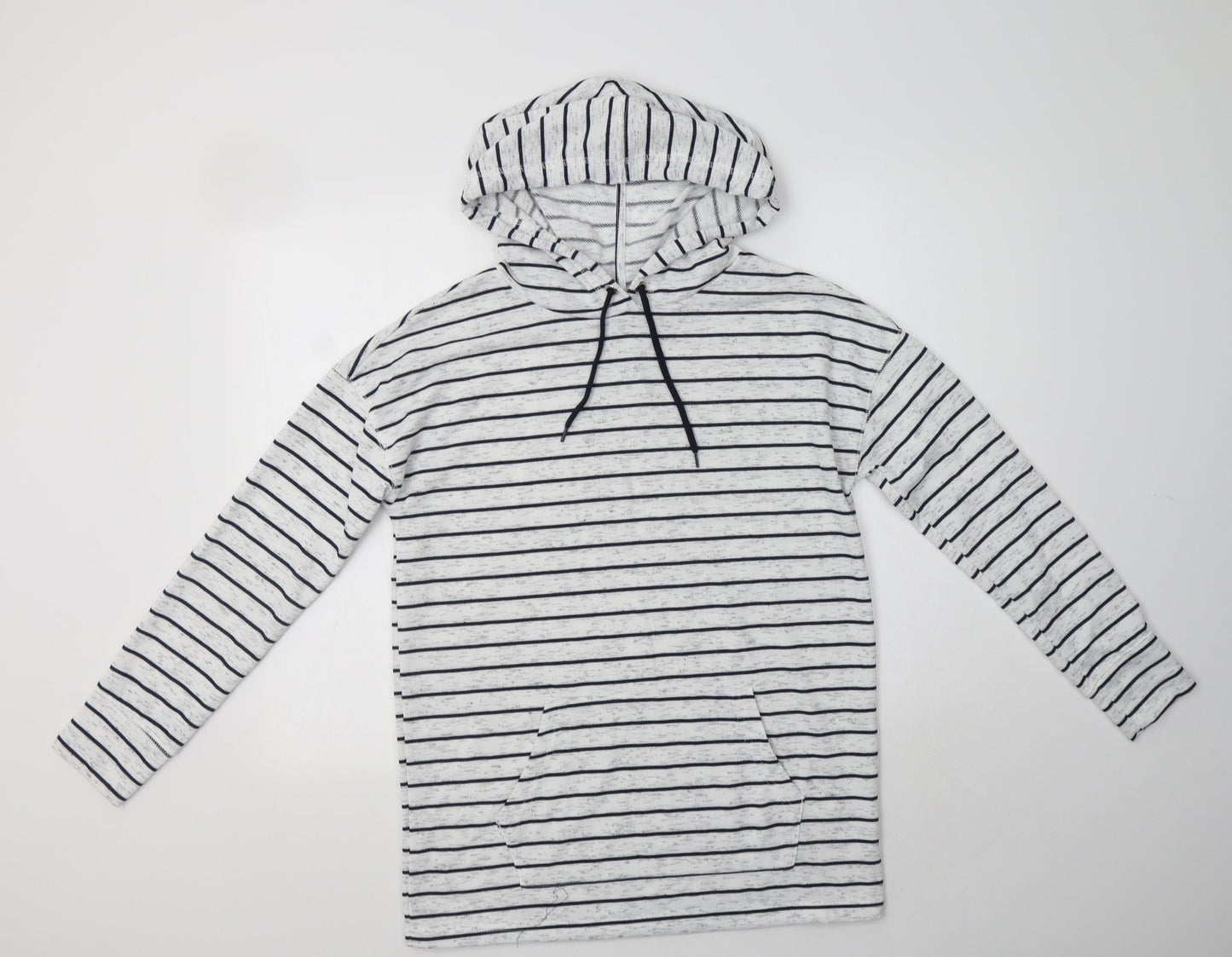 Papaya Womens Grey Striped Polyester Pullover Hoodie Size S