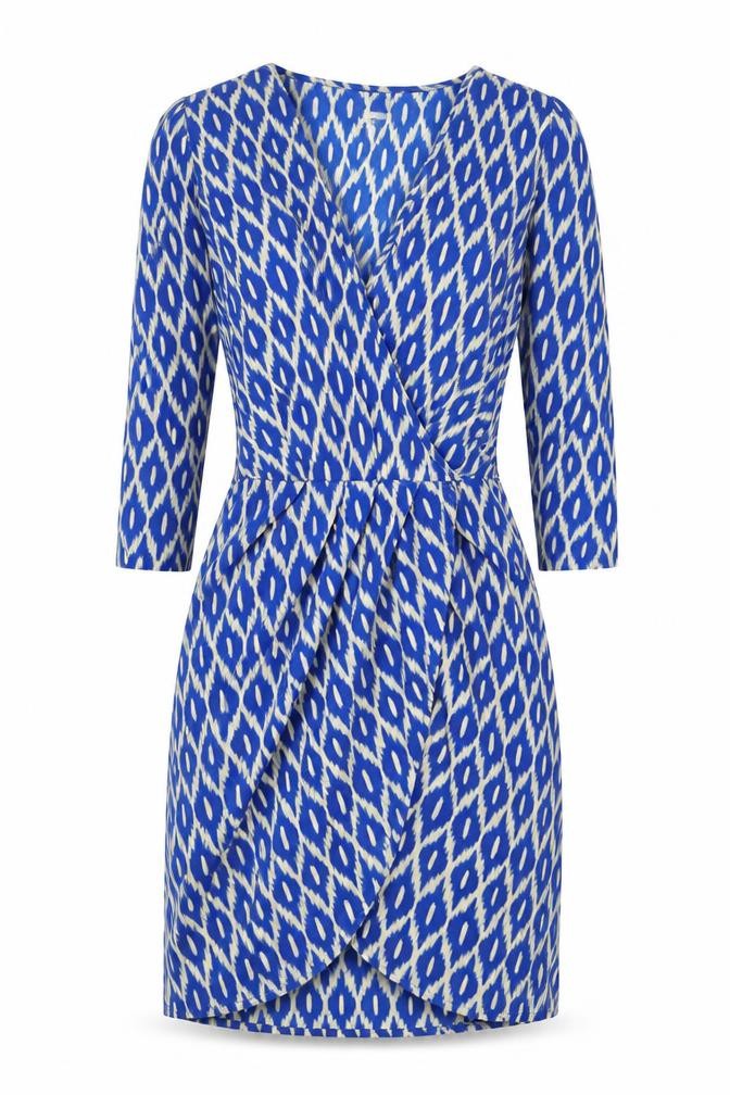 Glamorous Womens Blue Animal Print Polyester A-Line  Size 8  V-Neck