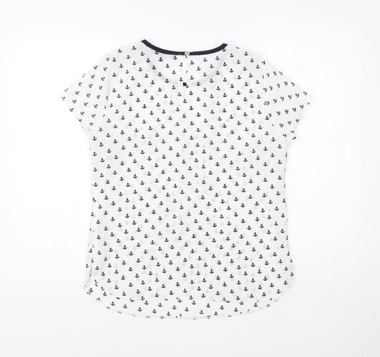 Debenhams Womens White  Polyester Basic Blouse Size 10 Round Neck