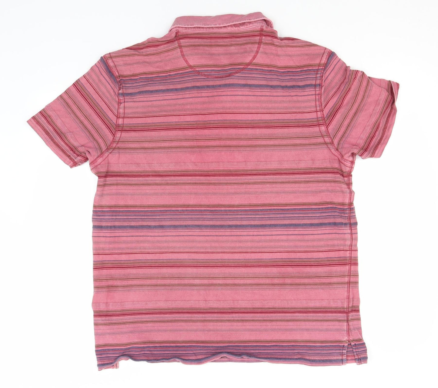 North Coast Womens Pink Striped Cotton Basic Polo Size L Collared