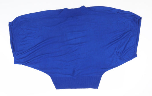 Dots Womens Blue V-Neck  Acrylic Pullover Jumper Size XL