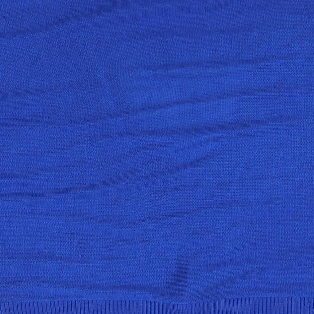 Dots Womens Blue V-Neck  Acrylic Pullover Jumper Size XL