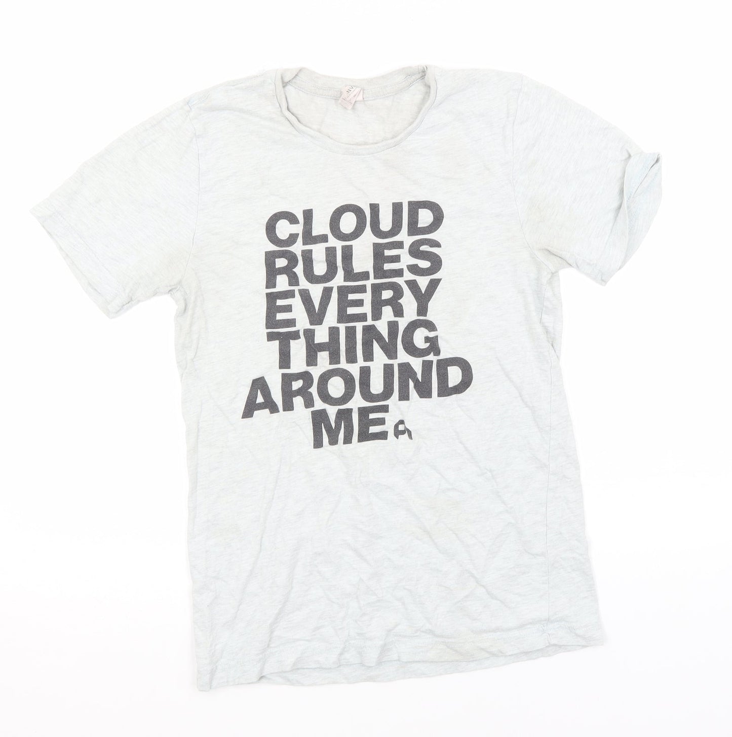Canvas Womens Grey  Cotton Basic T-Shirt Size S Round Neck - Cloud Rules Every thing Around Me