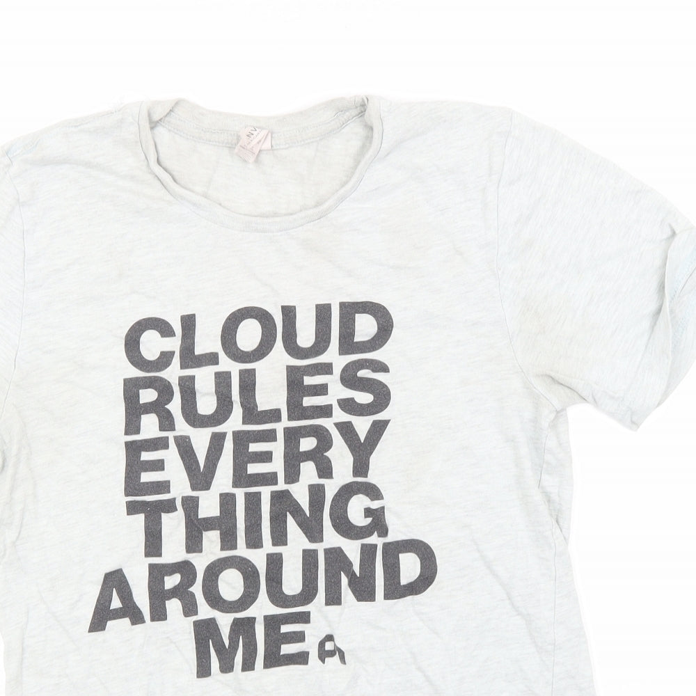 Canvas Womens Grey  Cotton Basic T-Shirt Size S Round Neck - Cloud Rules Every thing Around Me