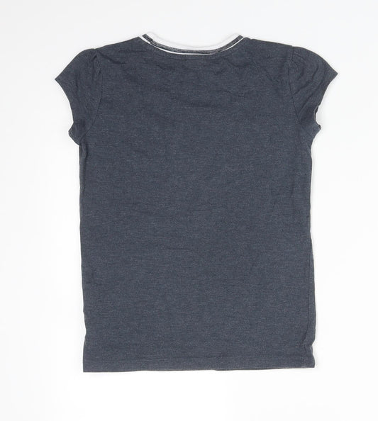 Liverpool FC Girls Grey  Cotton Basic T-Shirt Size 7-8 Years Crew Neck  - LFC. WALK ON WITH HOPE IN YOUR HEART
