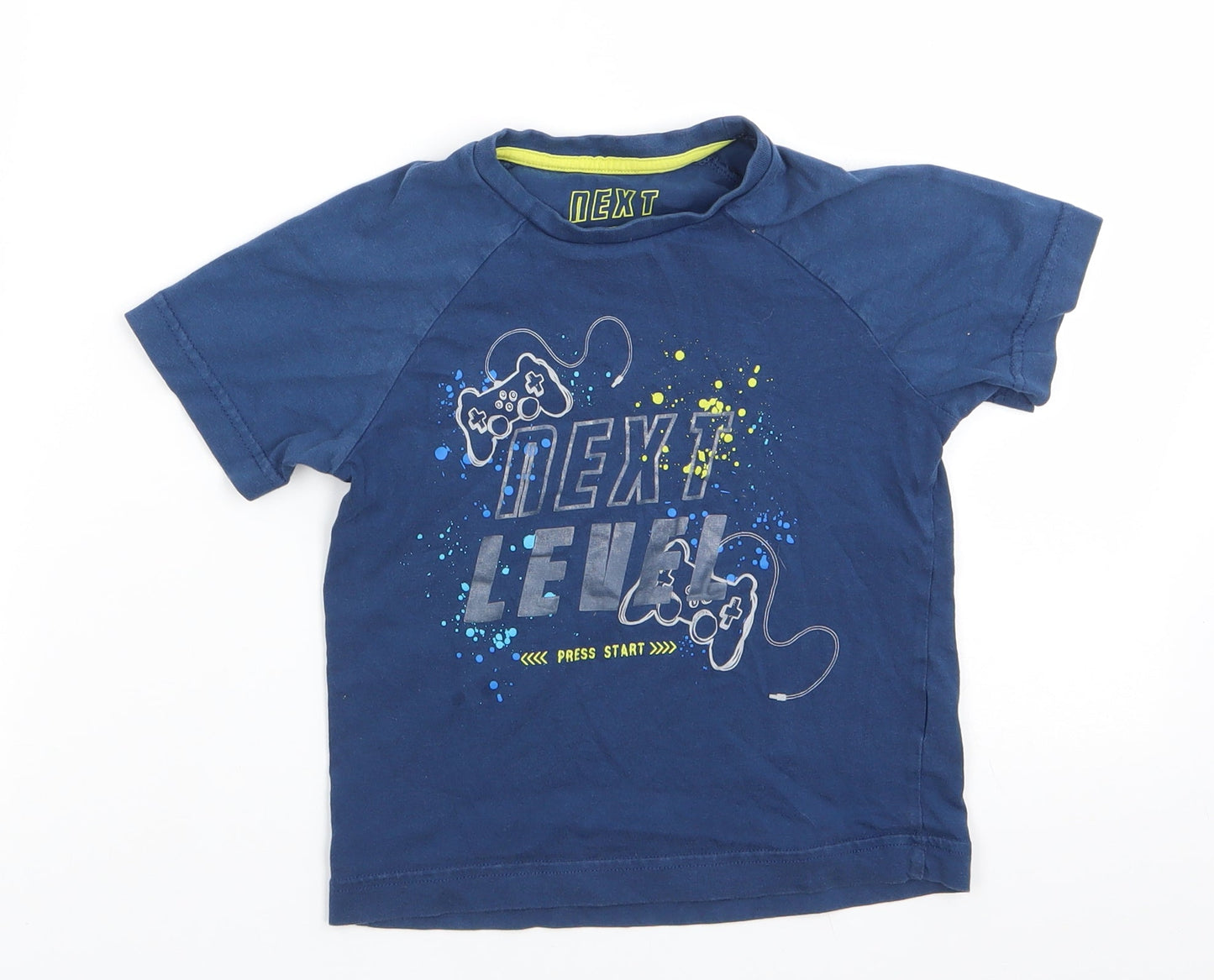 Next Level Boys Blue  Cotton Basic T-Shirt Size 5 Years Round Neck  - Games Console Next Level