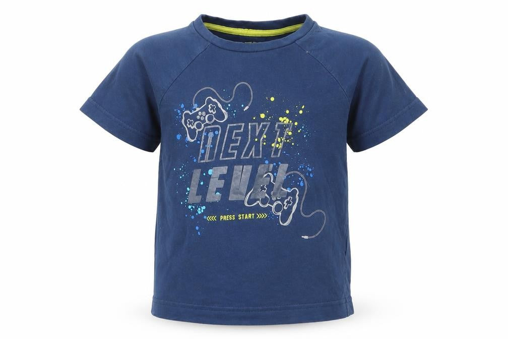 Next Level Boys Blue  Cotton Basic T-Shirt Size 5 Years Round Neck  - Games Console Next Level