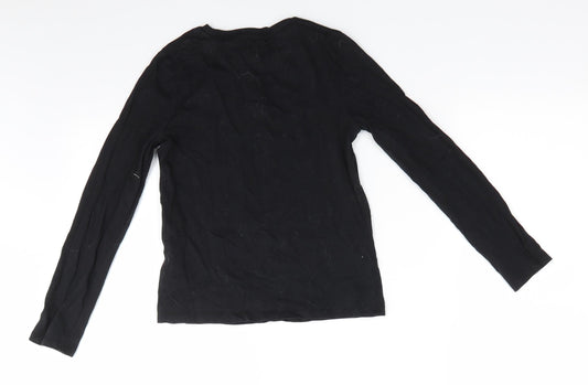 M&S Originals Girls Black  Cotton Basic Casual Size 9-10 Years Round Neck  - You are awesome New York