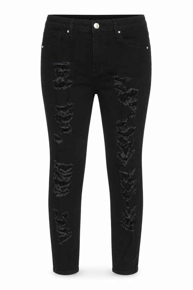 SheIn Womens Black  Cotton Skinny Jeans Size S L27 in Regular  - Very Distressed