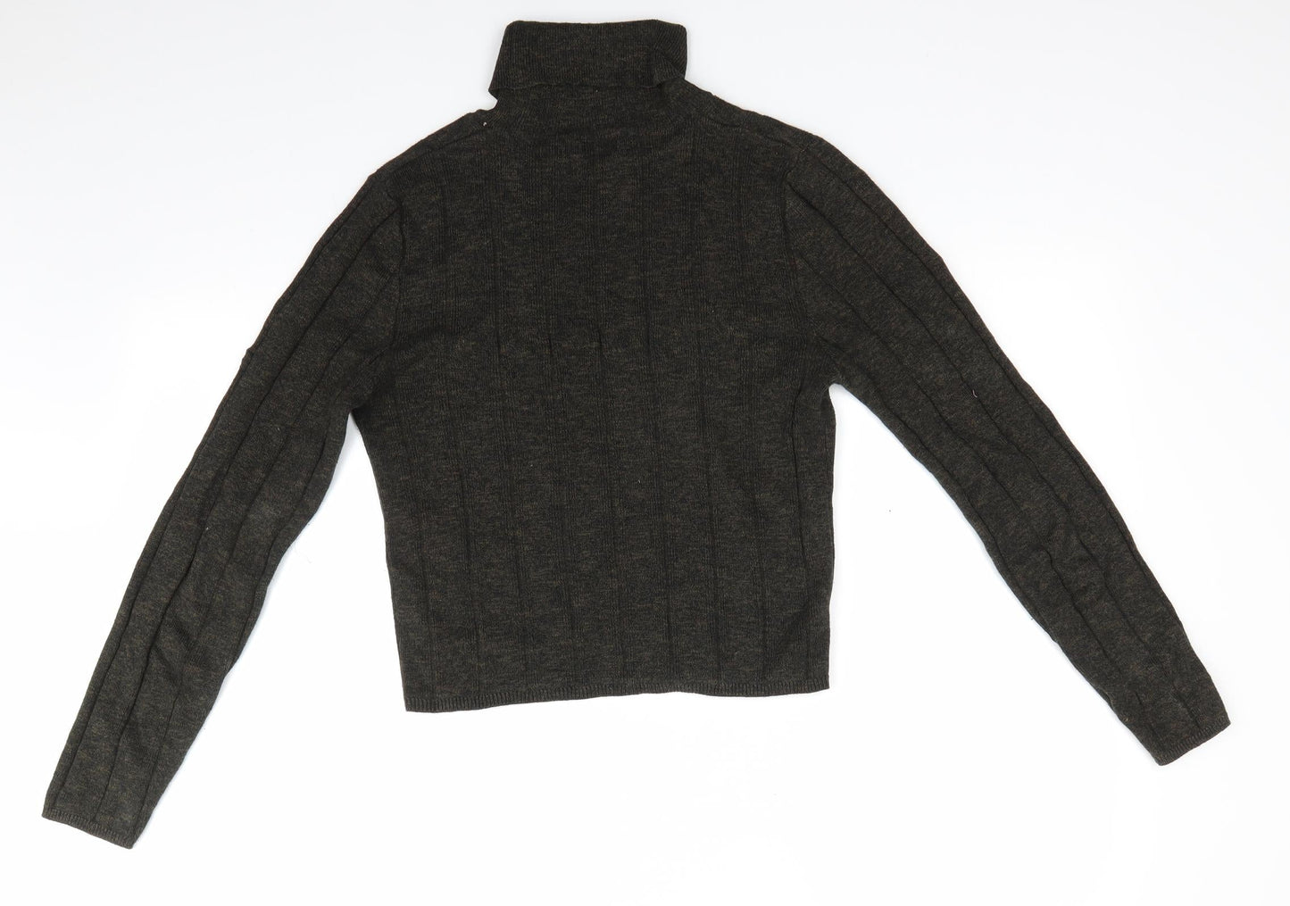 New Look Womens Green Roll Neck Striped Cotton Pullover Jumper Size 12   - Green mix Vertical Same colour stripe