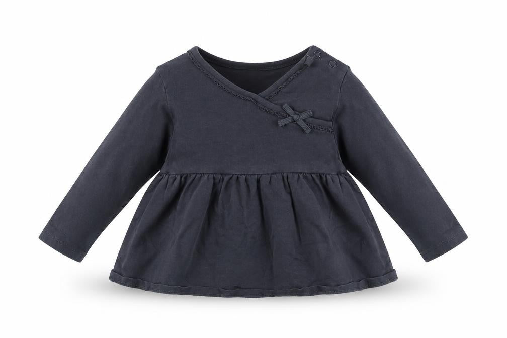 NEXT Baby Grey  Cotton Basic Blouse Size 9-12 Months Round Neck