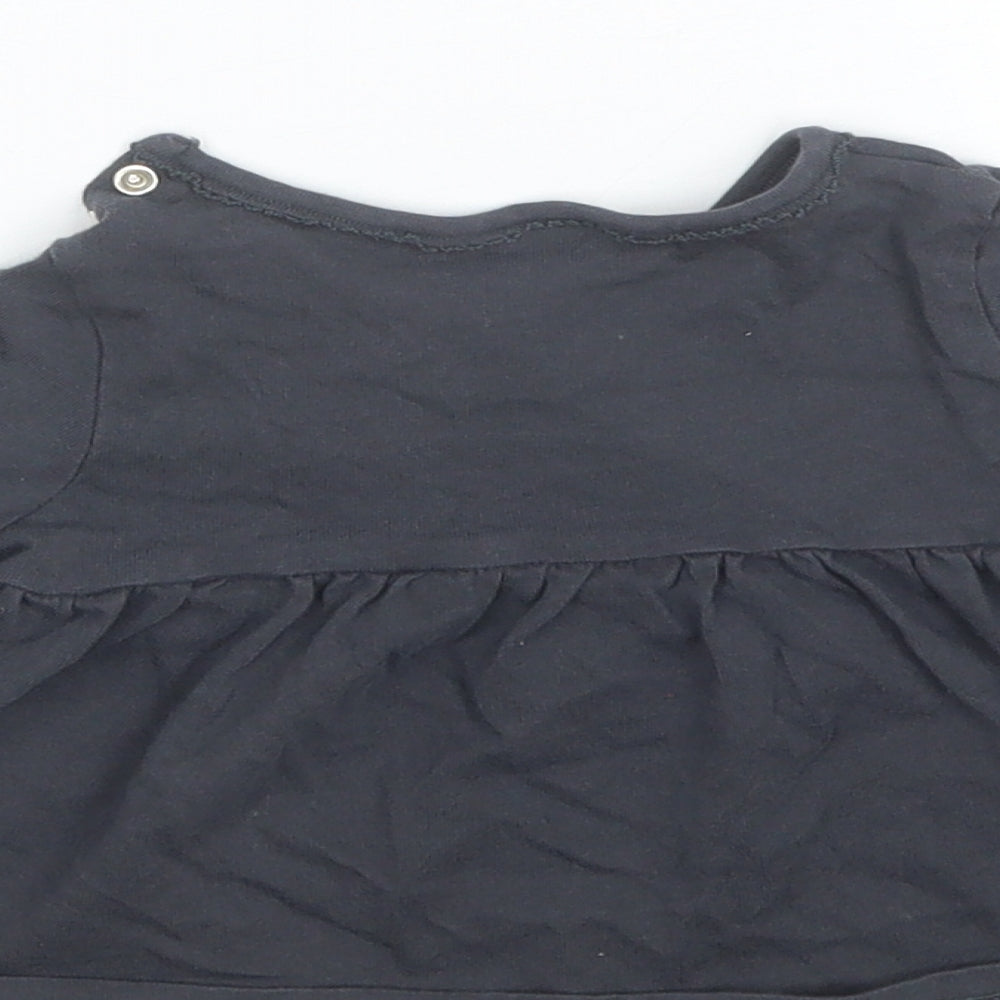 NEXT Baby Grey  Cotton Basic Blouse Size 9-12 Months Round Neck