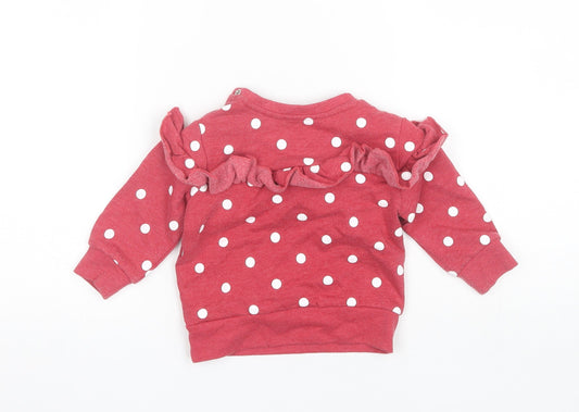 V by Very Baby Red Polka Dot Cotton Pullover Jumper Size 9-12 Months