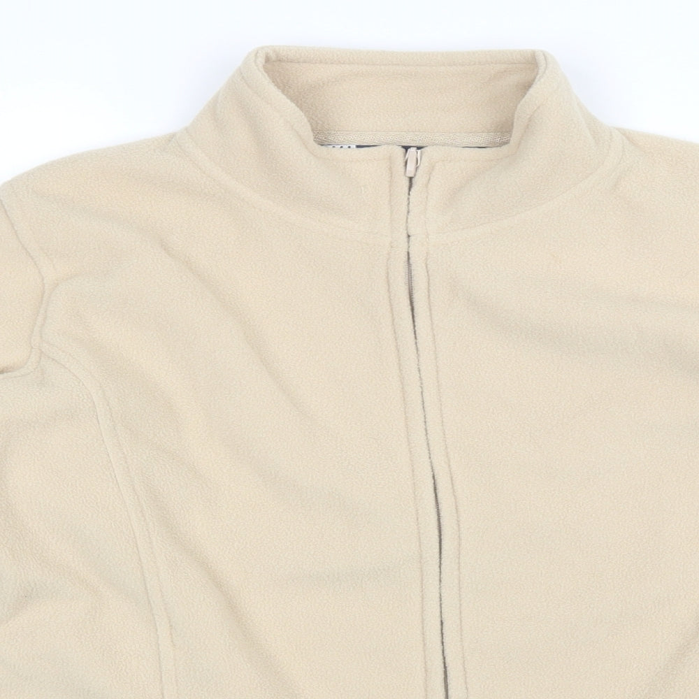 Isle Womens Beige Collared  Polyester Full Zip Jumper Size M