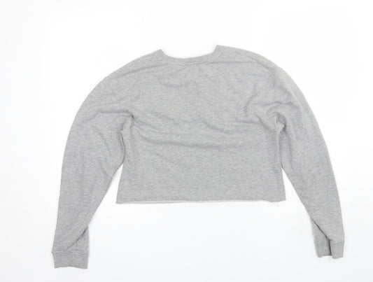 Miss Selfridge Womens Grey Round Neck  Polyester Pullover Jumper Size 6   - Cropped