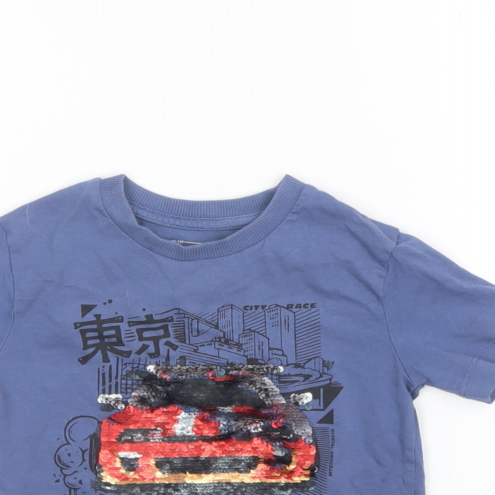 NEXT Boys Blue  Cotton Basic T-Shirt Size 3 Years Round Neck