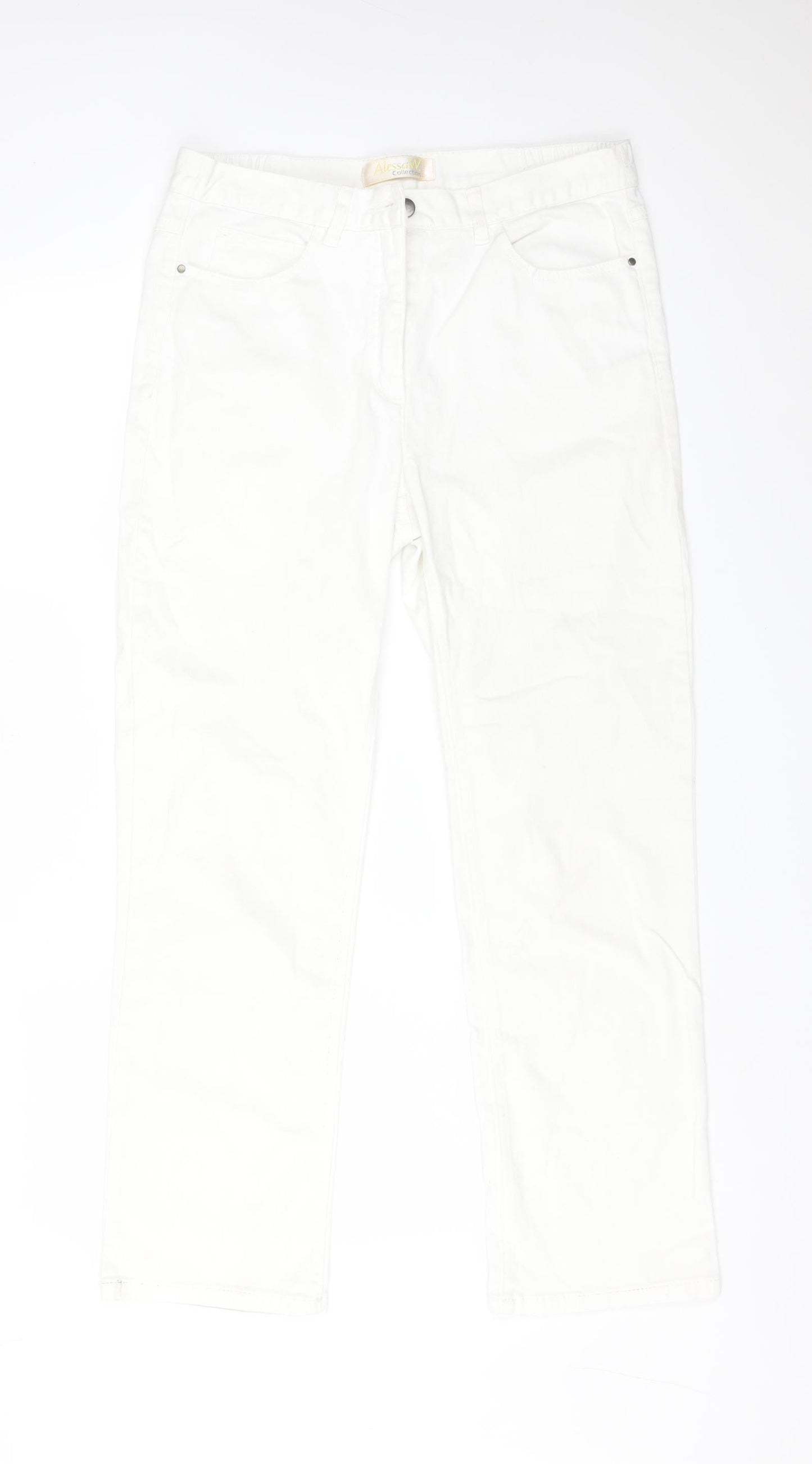 ALESSA W Womens White  Cotton Straight Jeans Size 14 L28 in Regular
