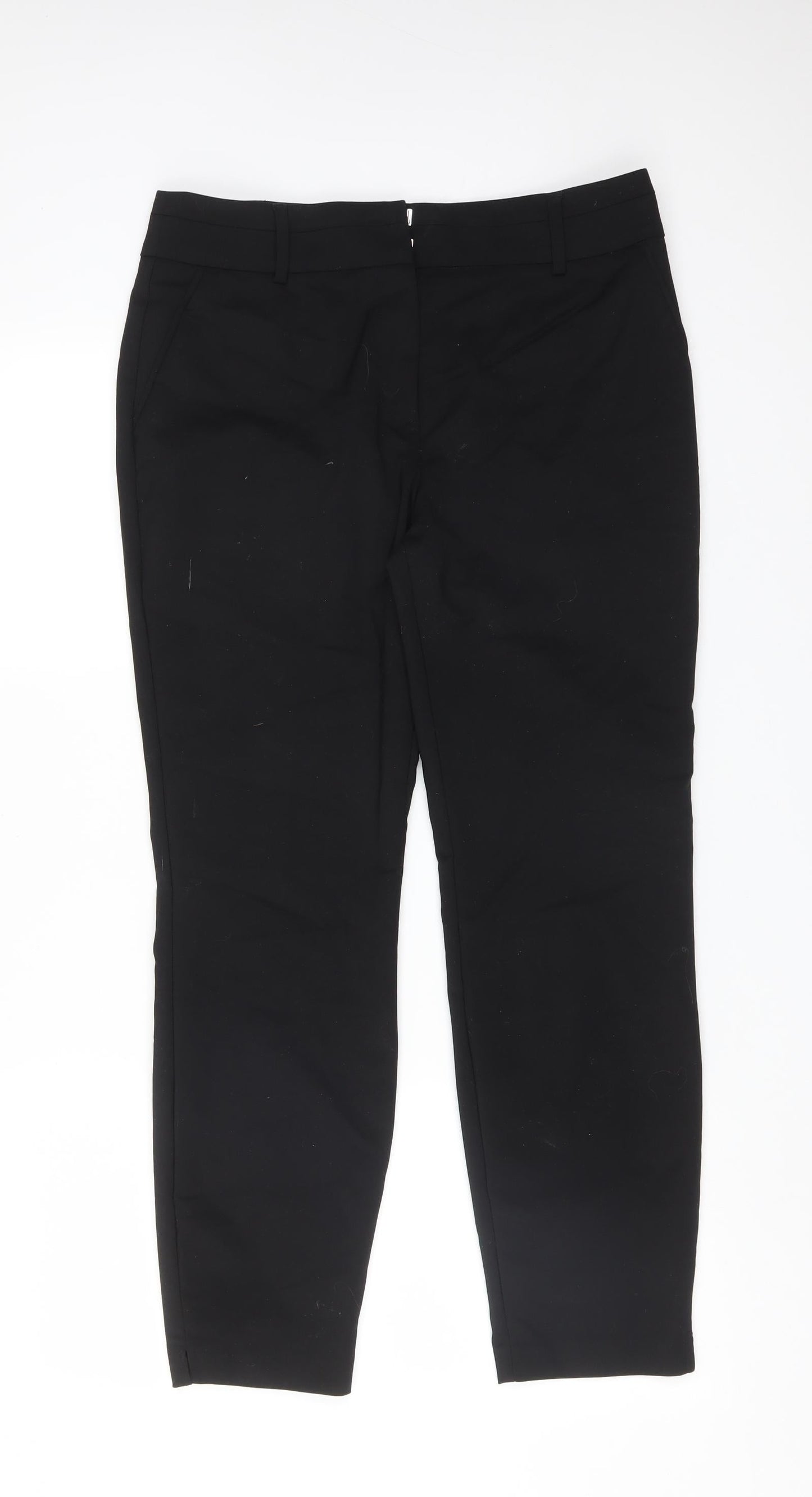 Papaya Womens Black  Cotton Dress Pants Trousers Size 12 L27 in Regular