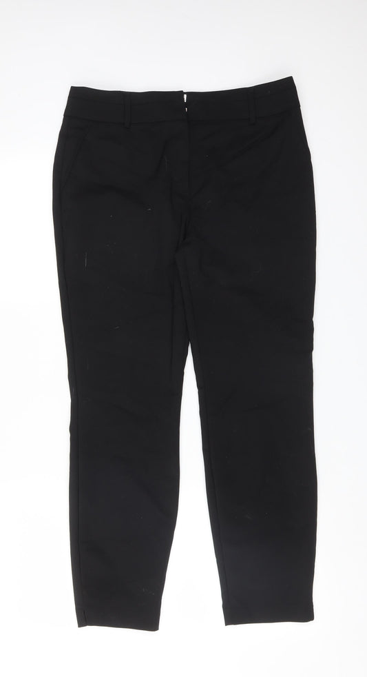 Papaya Womens Black  Cotton Dress Pants Trousers Size 12 L27 in Regular