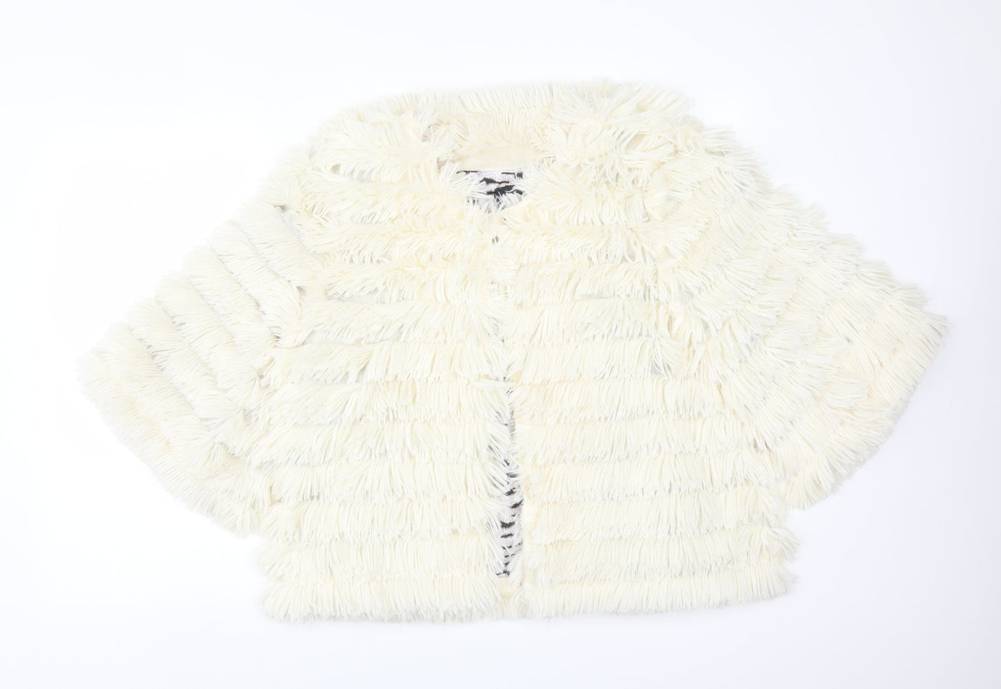 INDULGENCE Womens White Striped  Overcoat Poncho Size 16