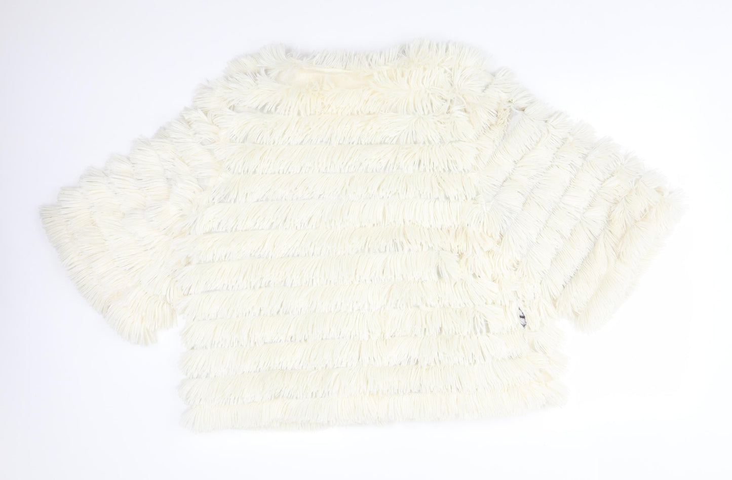 INDULGENCE Womens White Striped  Overcoat Poncho Size 16