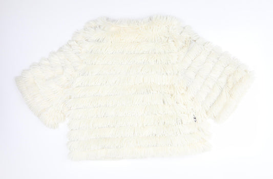 INDULGENCE Womens White Striped  Overcoat Poncho Size 16