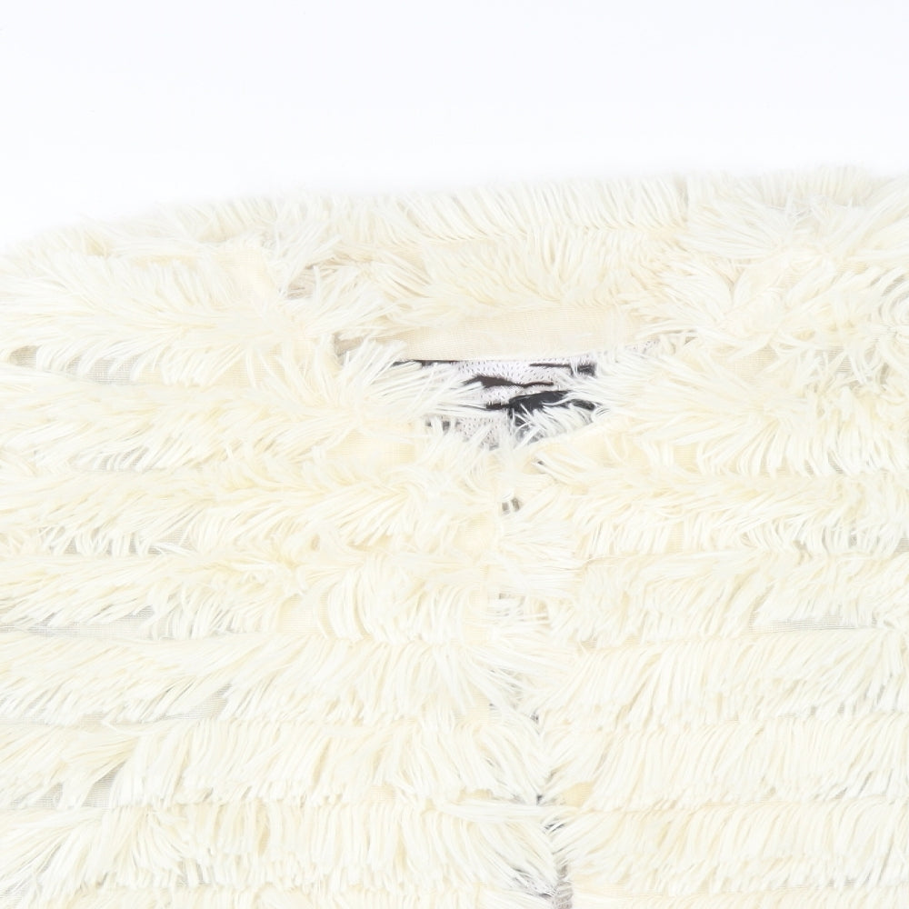 INDULGENCE Womens White Striped  Overcoat Poncho Size 16
