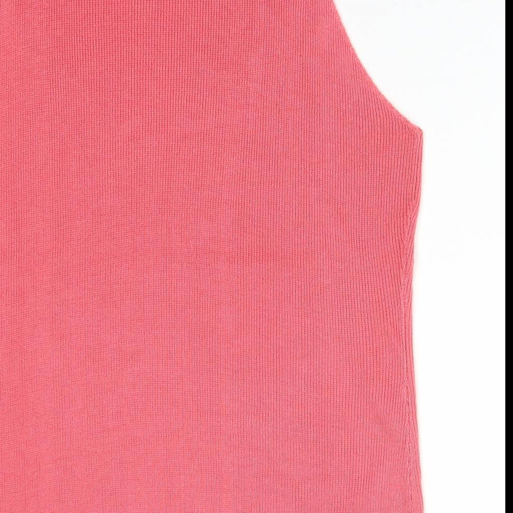 Sara Womens Pink  Acrylic Basic T-Shirt Size 20 Square Neck