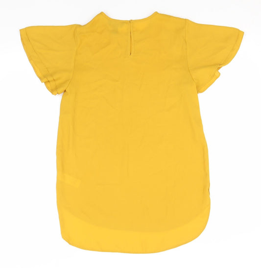 New Look Womens Orange  Polyester Basic T-Shirt Size 8 Round Neck