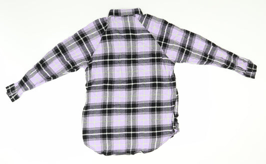 H&M Boys Blue Plaid Cotton Basic Button-Up Size 12 Years Collared