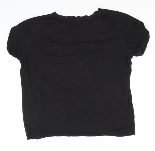 Divided Womens Black   Basic T-Shirt Size L Round Neck - Au Revoir 1989 - 96