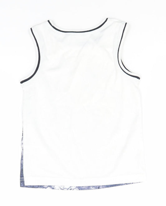George Boys White  Polyester Basic Tank Size 5-6 Years Round Neck  - We are Youth