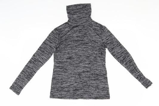 Lottie Womens Grey Roll Neck Striped Viscose Pullover Jumper Size 8