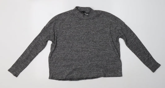 H&M Womens Grey Mock Neck  Polyester Pullover Jumper Size M