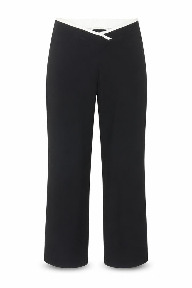 Marks and Spencer Womens Black  Cotton Trousers  Size 10 L29 in Regular