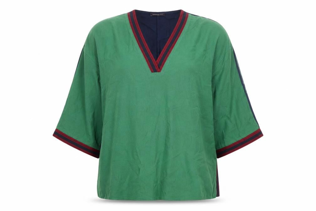 Marks and Spencer Womens Green  Viscose Basic Blouse Size 12 V-Neck