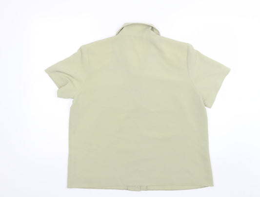 Berkertex Womens Green  Polyester Basic Button-Up Size 16 Collared