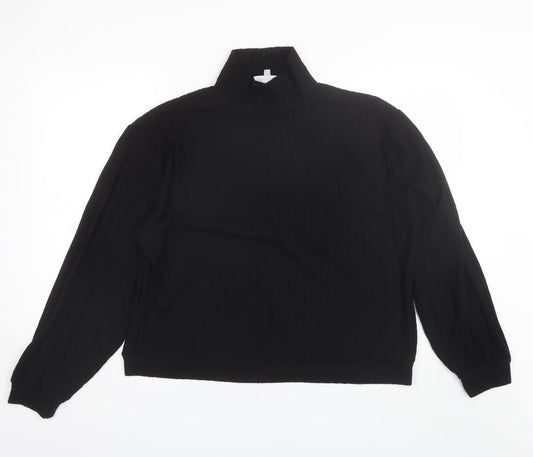 Loungable Womens Black Mock Neck  Polyester Pullover Jumper Size 14