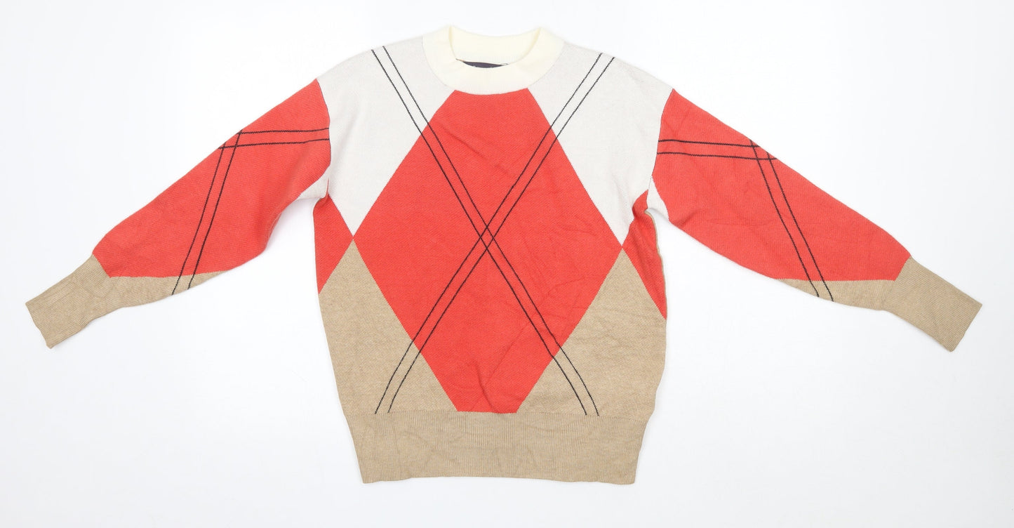 M&S Mens Multicoloured Crew Neck  Viscose Pullover Jumper Size XS