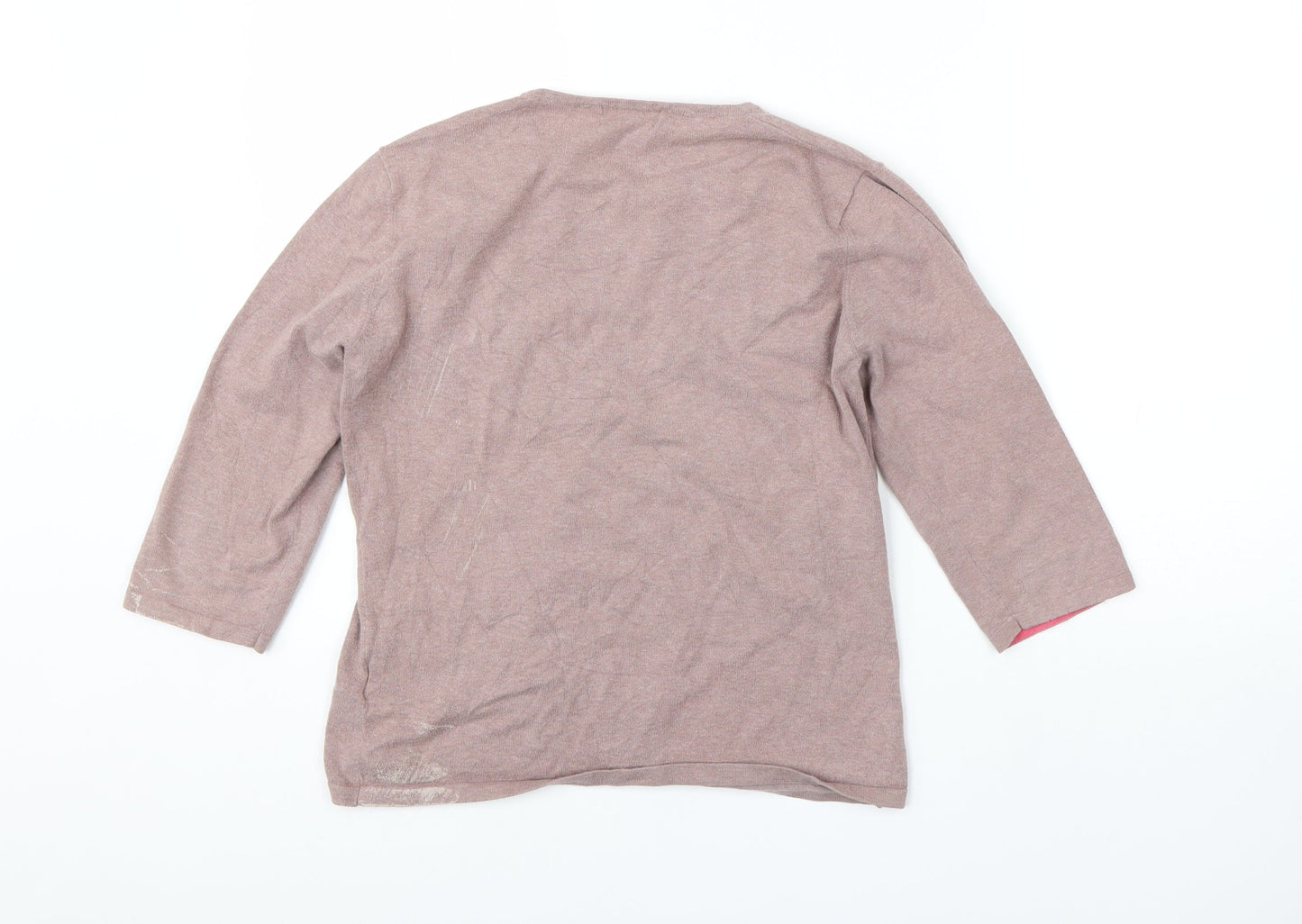 Monsoon Womens Pink Round Neck  Cotton Pullover Jumper Size 12