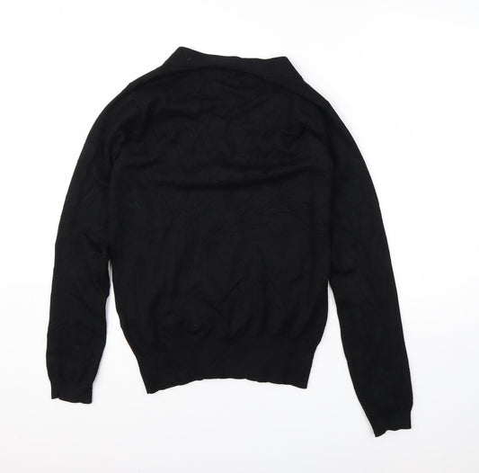 Preworn Womens Black V-Neck  Viscose Pullover Jumper Size 12