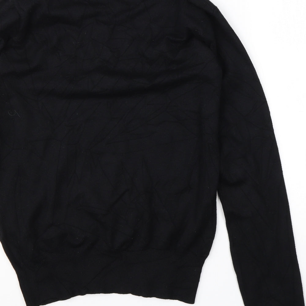 Preworn Womens Black V-Neck  Viscose Pullover Jumper Size 12