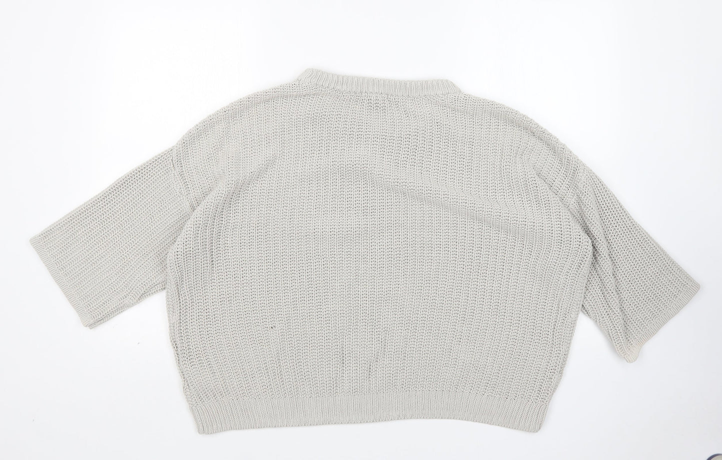 H&M Womens Grey Round Neck  Cotton Pullover Jumper Size M